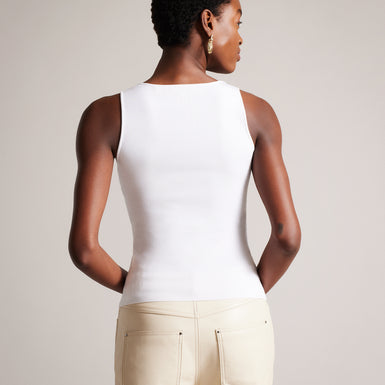 Women's Sarhaa-Knitted V Neck Fitted Vest White