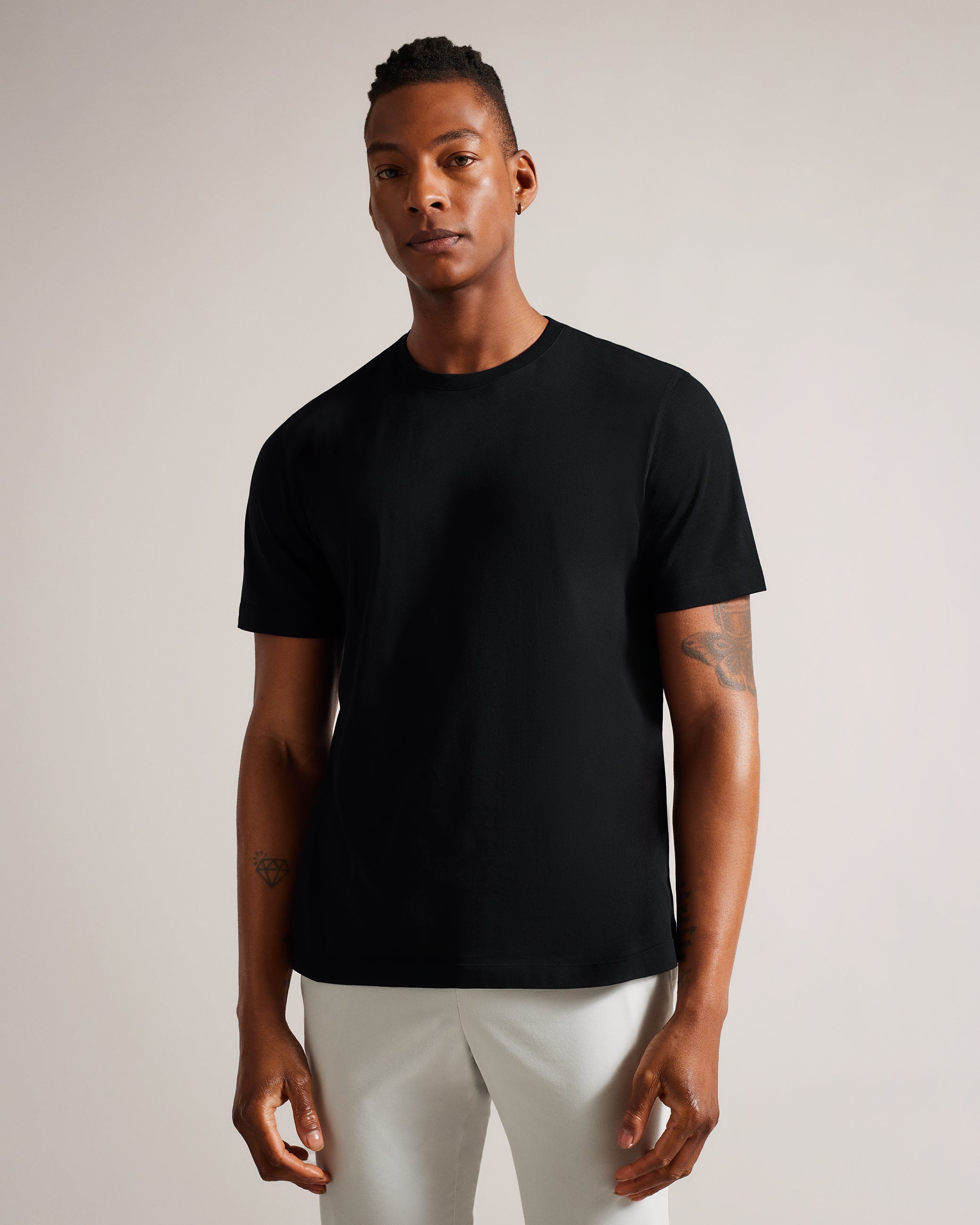 Men's TYWINN-SS Regular Plain T-Shirt Black