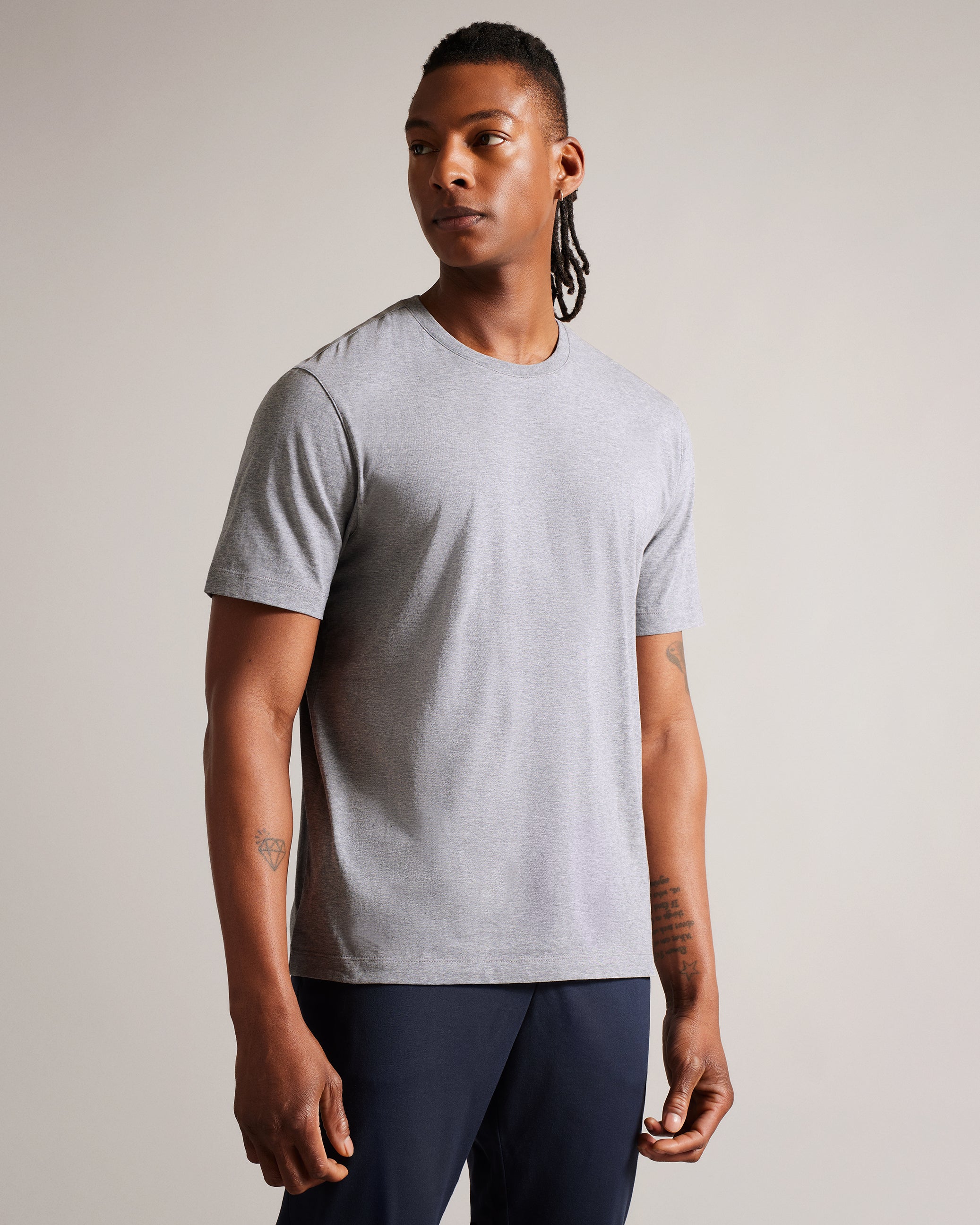 Men's Tywinn-Ss Regular Plain T-Shirt Grey-Marl