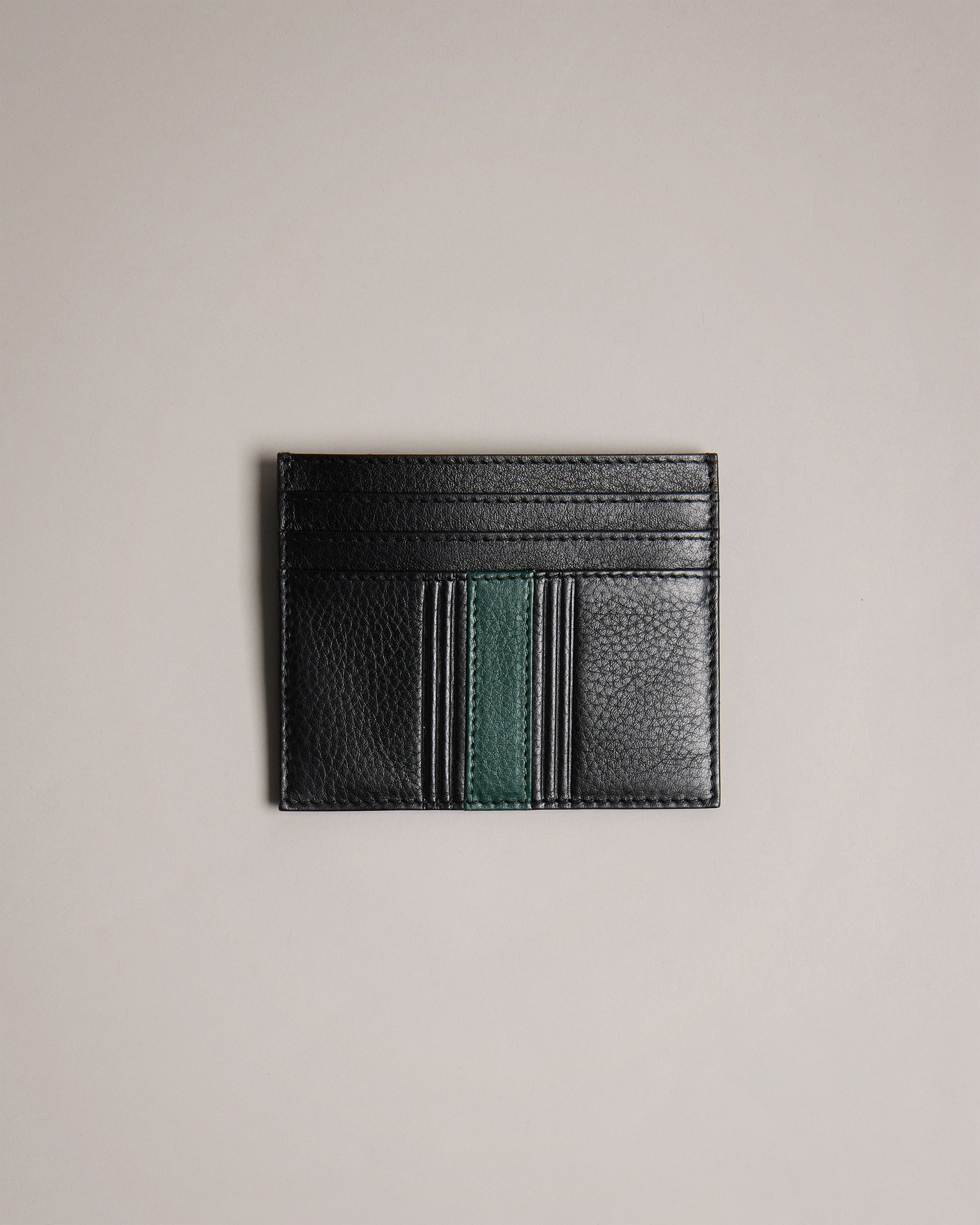 Men's Evet-Striped Leather Cardholder Black
