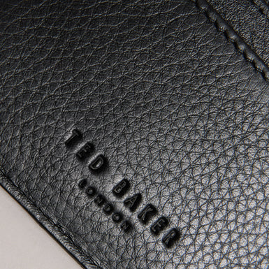 Men's Evet-Striped Leather Cardholder Black