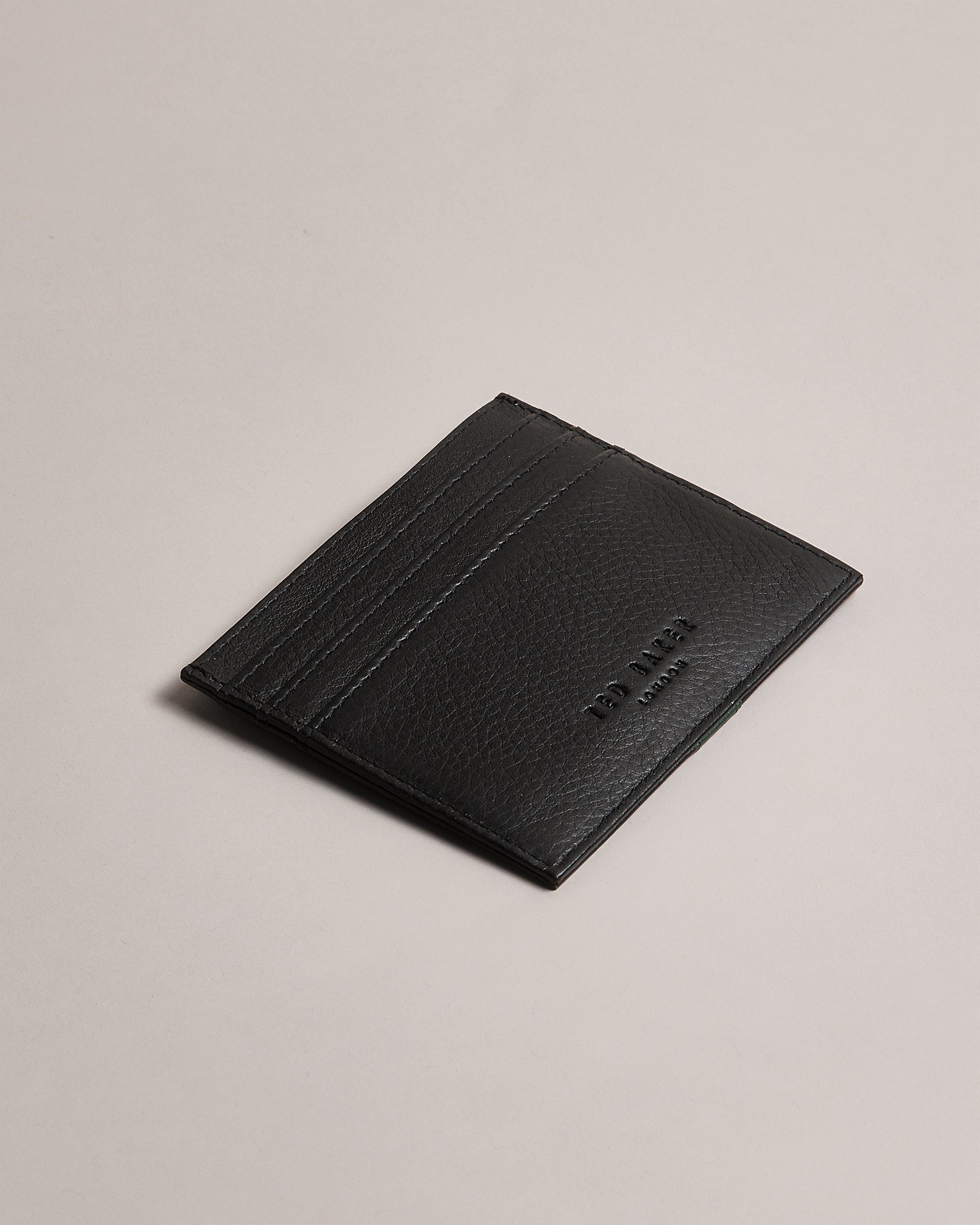 Men's Evet-Striped Leather Cardholder Black
