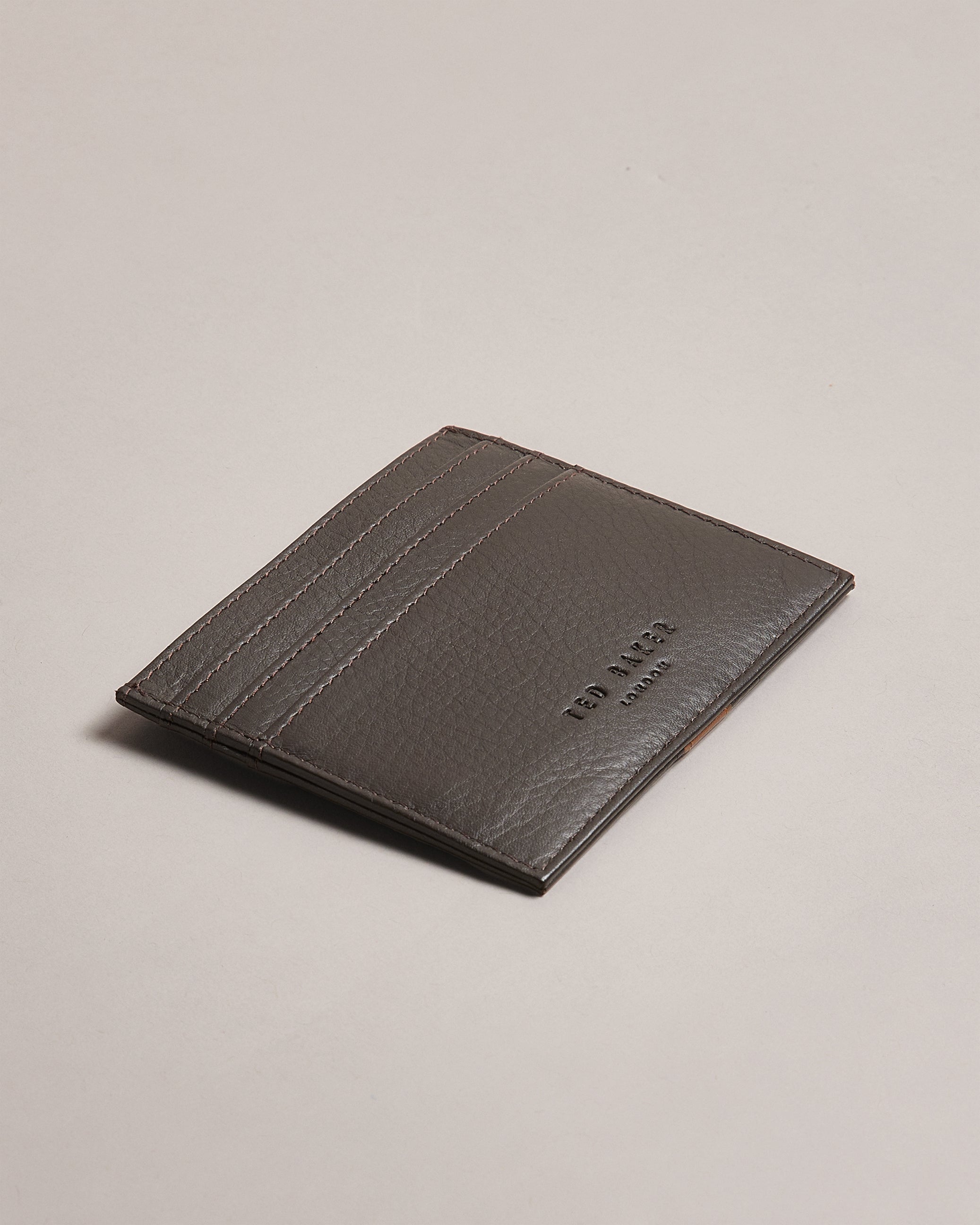 Men's Evet-Striped Leather Cardholder Brn-Choc