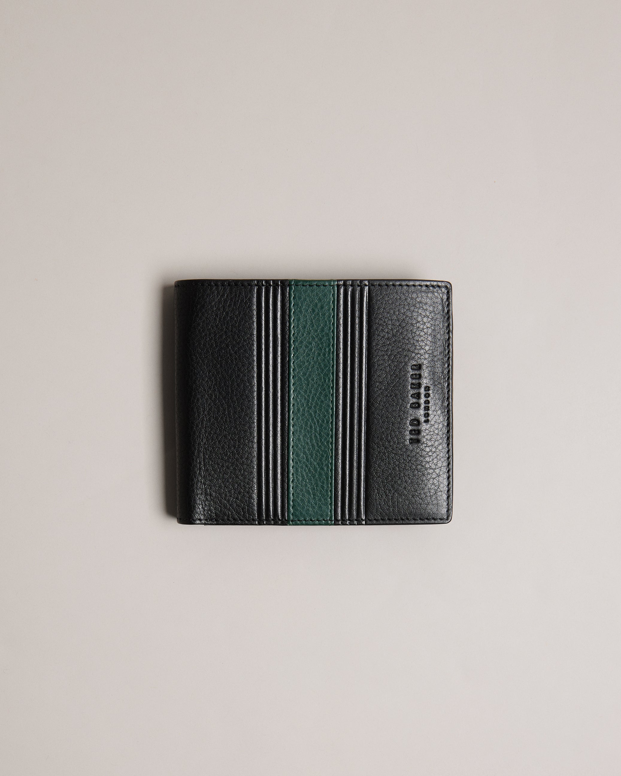 Men's Evon-Striped Leather Bifold Wallet Black
