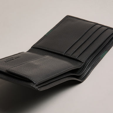 Men's Evon-Striped Leather Bifold Wallet Black