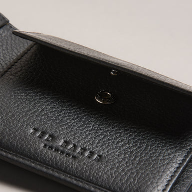 Men's Evon-Striped Leather Bifold Wallet Black