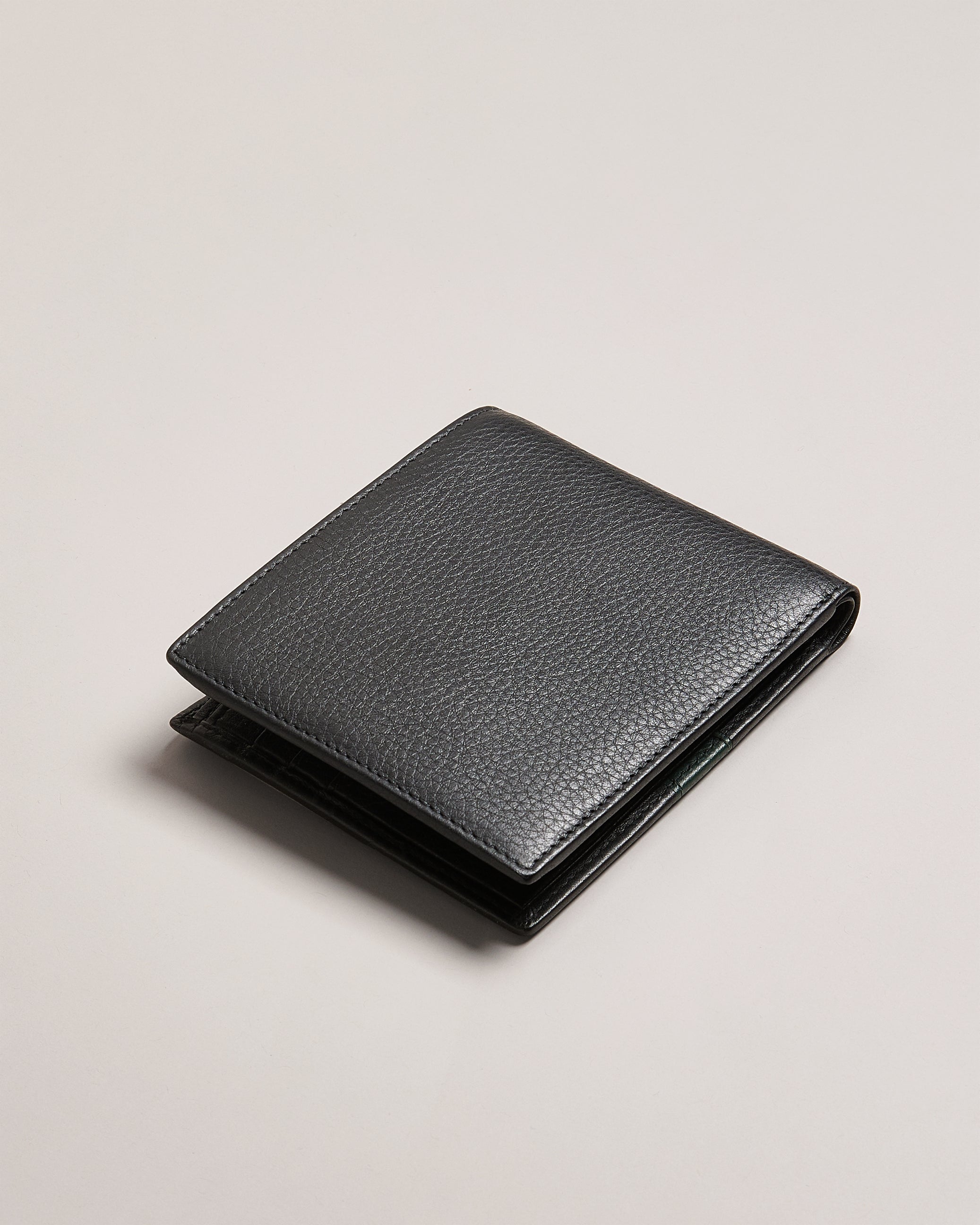 Men's Evon-Striped Leather Bifold Wallet Black