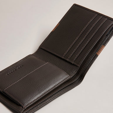 Men's Evon-Striped Leather Bifold Wallet Brn-Choc