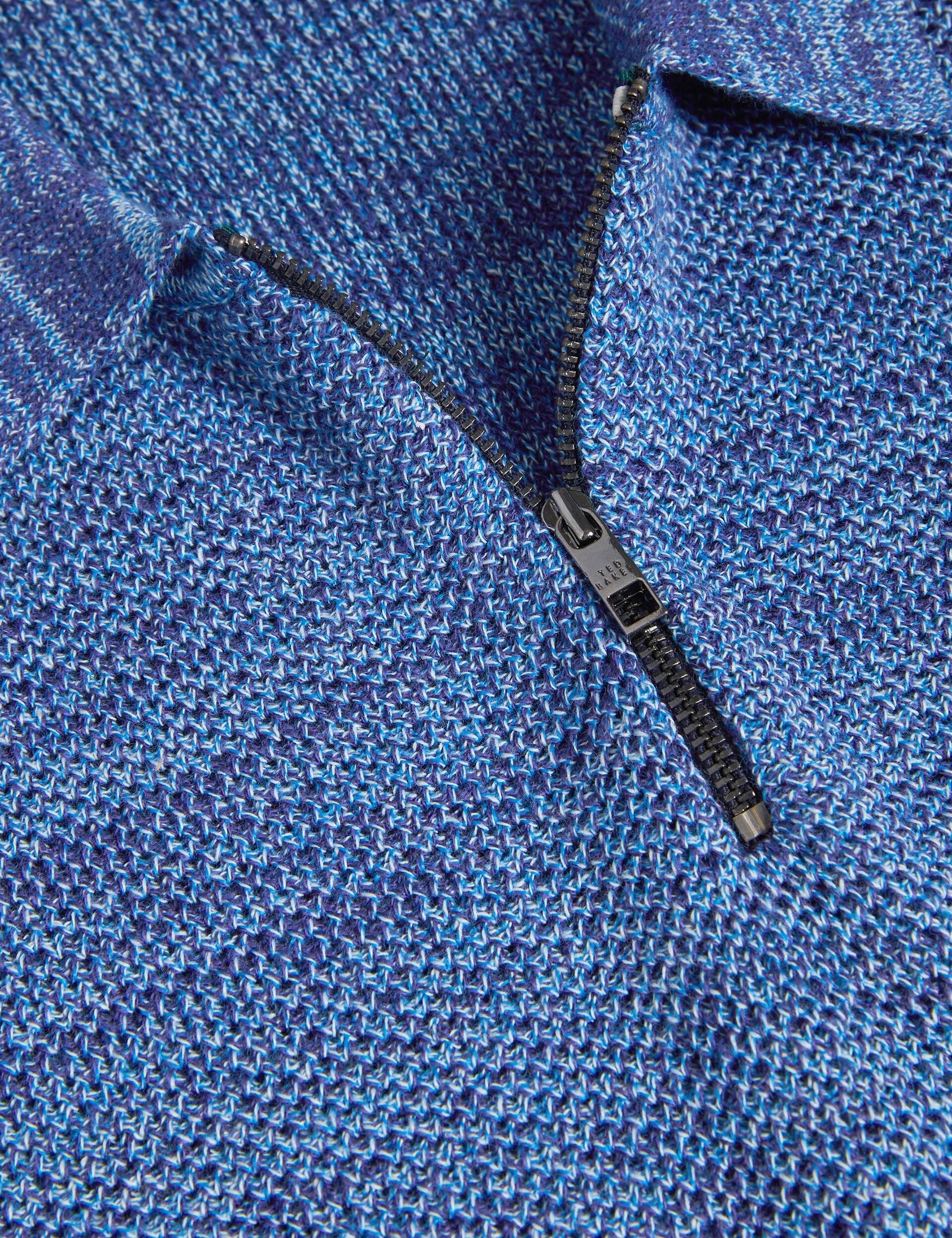 Men's Blossam-Ss Regular Textured Zip Polo Blue