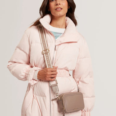 LINZIE: Webbing Leather Small Crossbody Camera Bag