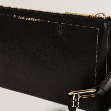 LARINDA: Webbing Small Leather Crossbody Bag