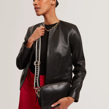 LUCEELE: Webbing Leather Crossbody Bag