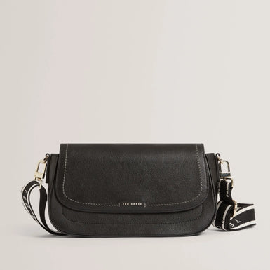 LOUIIZE: Webbing Leather Flapover Crossbody Bag