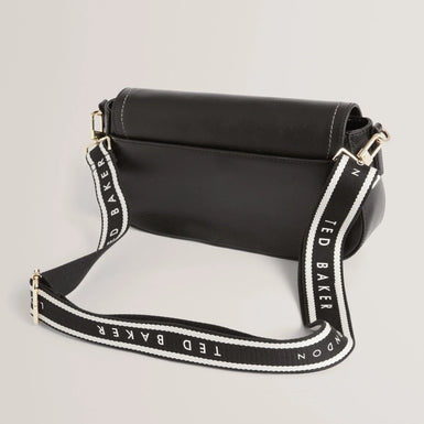 LOUIIZE: Webbing Leather Flapover Crossbody Bag