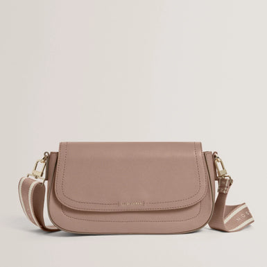 LOUIIZE: Webbing Leather Flapover Crossbody Bag