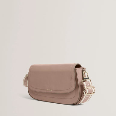 LOUIIZE: Webbing Leather Flapover Crossbody Bag