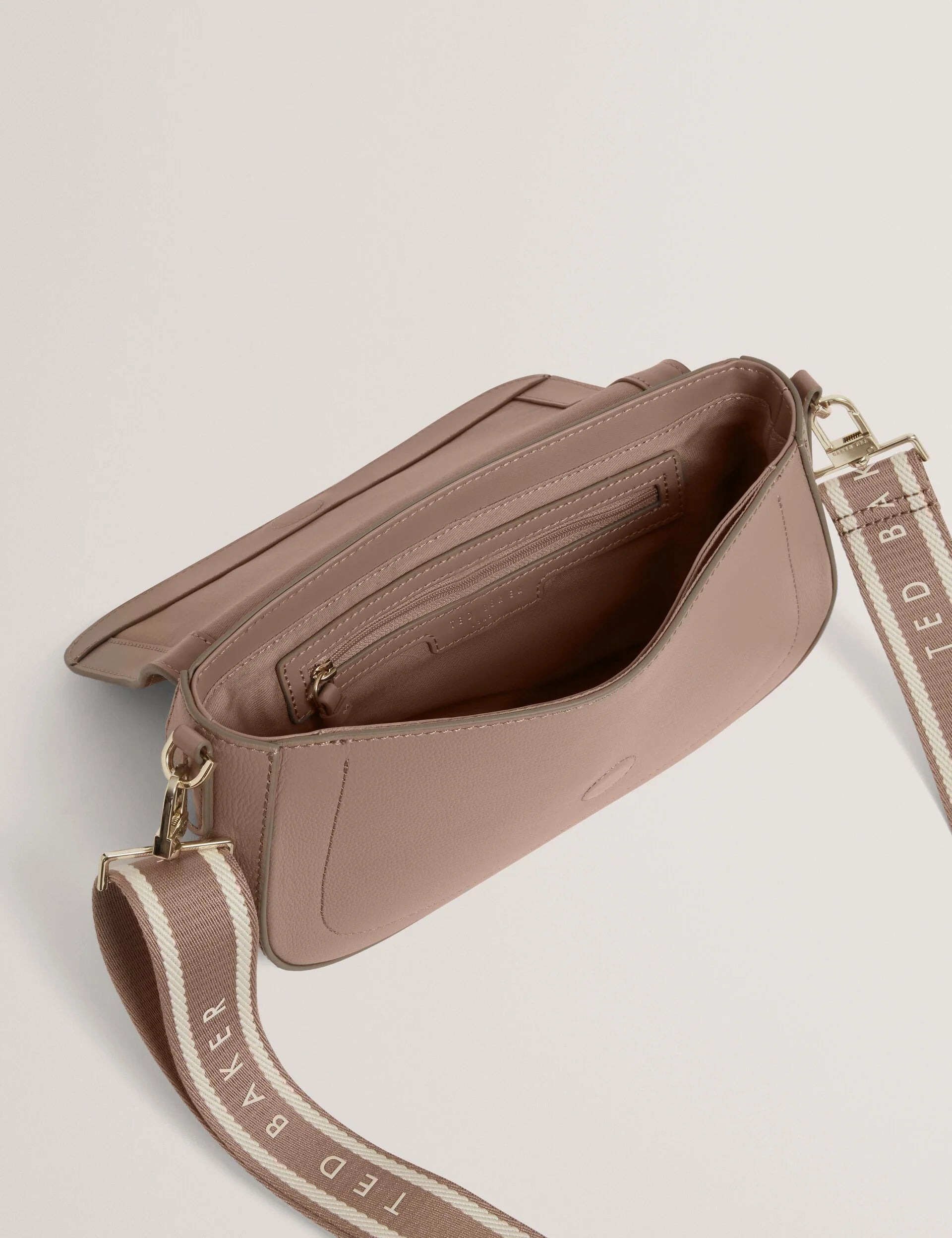 LOUIIZE: Webbing Leather Flapover Crossbody Bag