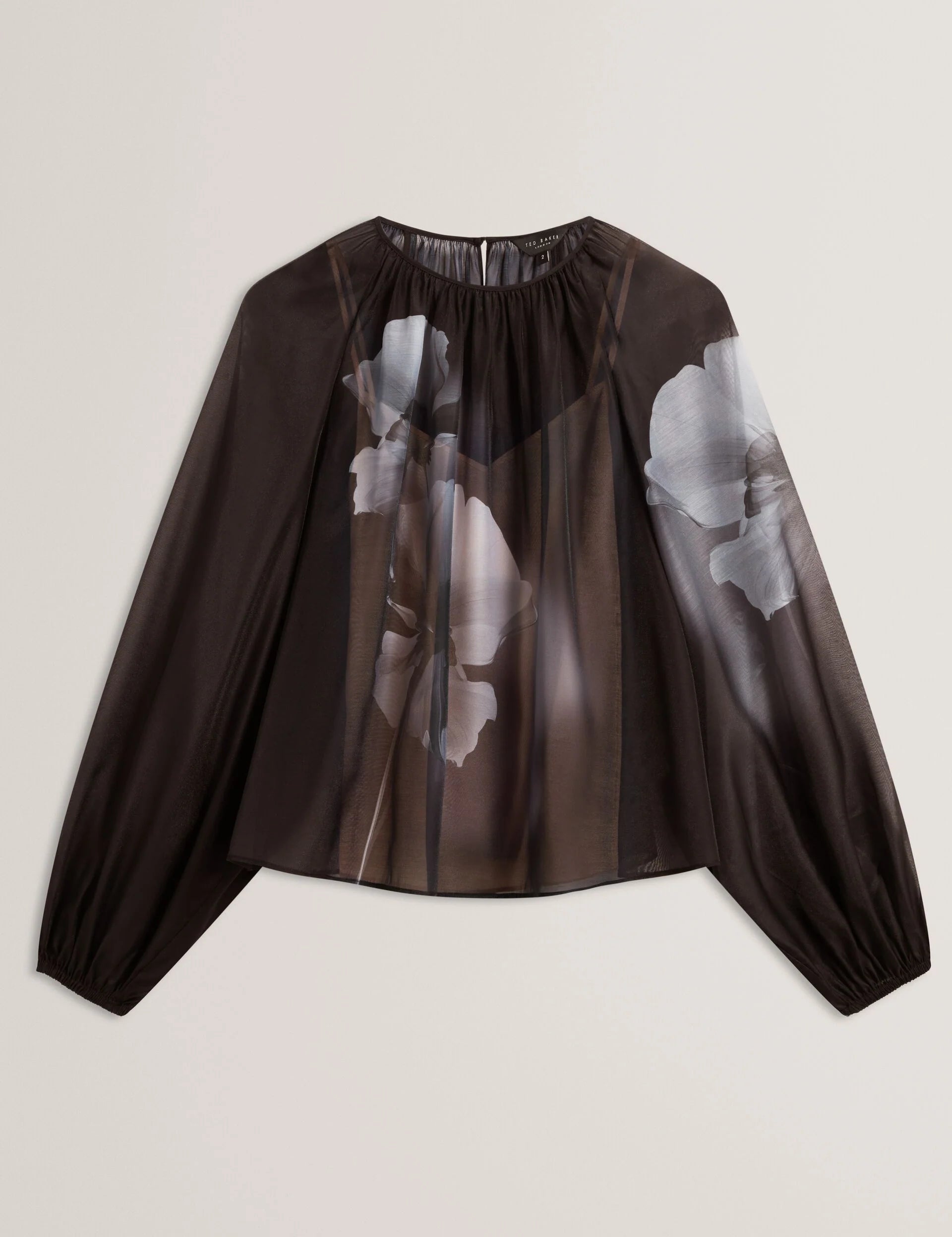 PLAAZA: Puff Sleeve Blouse With Organza Overlay