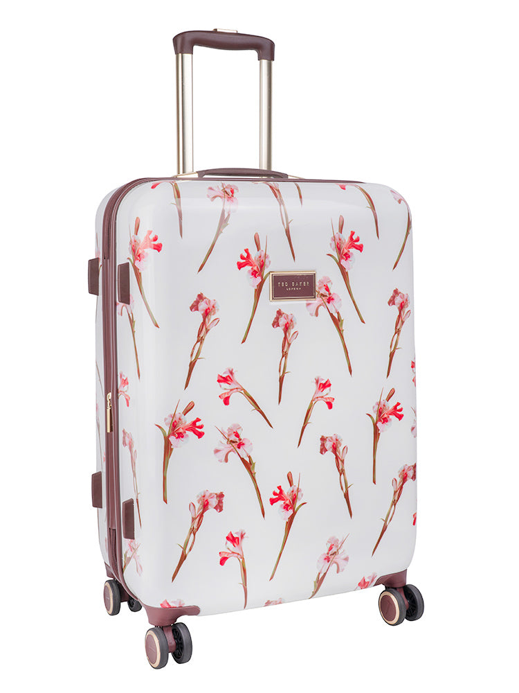 WILD IRIS: Medium 4 Wheel Trolley Case White