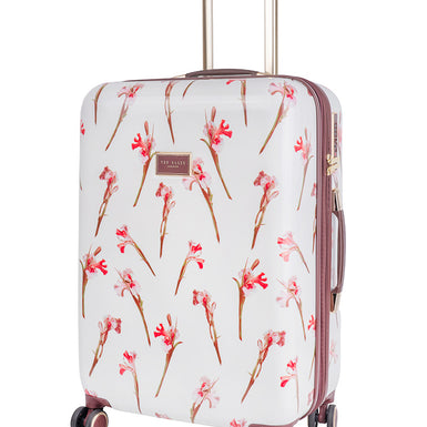 WILD IRIS: Medium 4 Wheel Trolley Case White