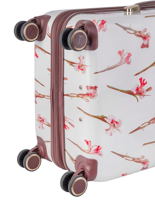 WILD IRIS: 4 Wheel Carry On Trolley Case White