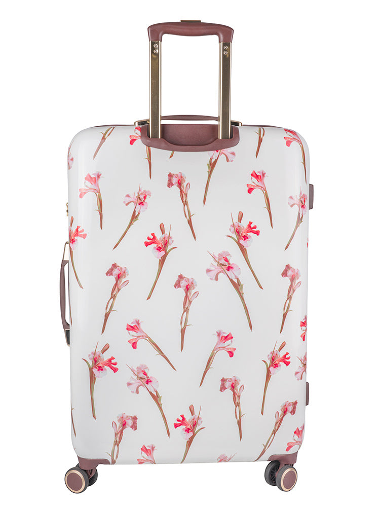 WILD IRIS: Large 4 Wheel Trolley Case White