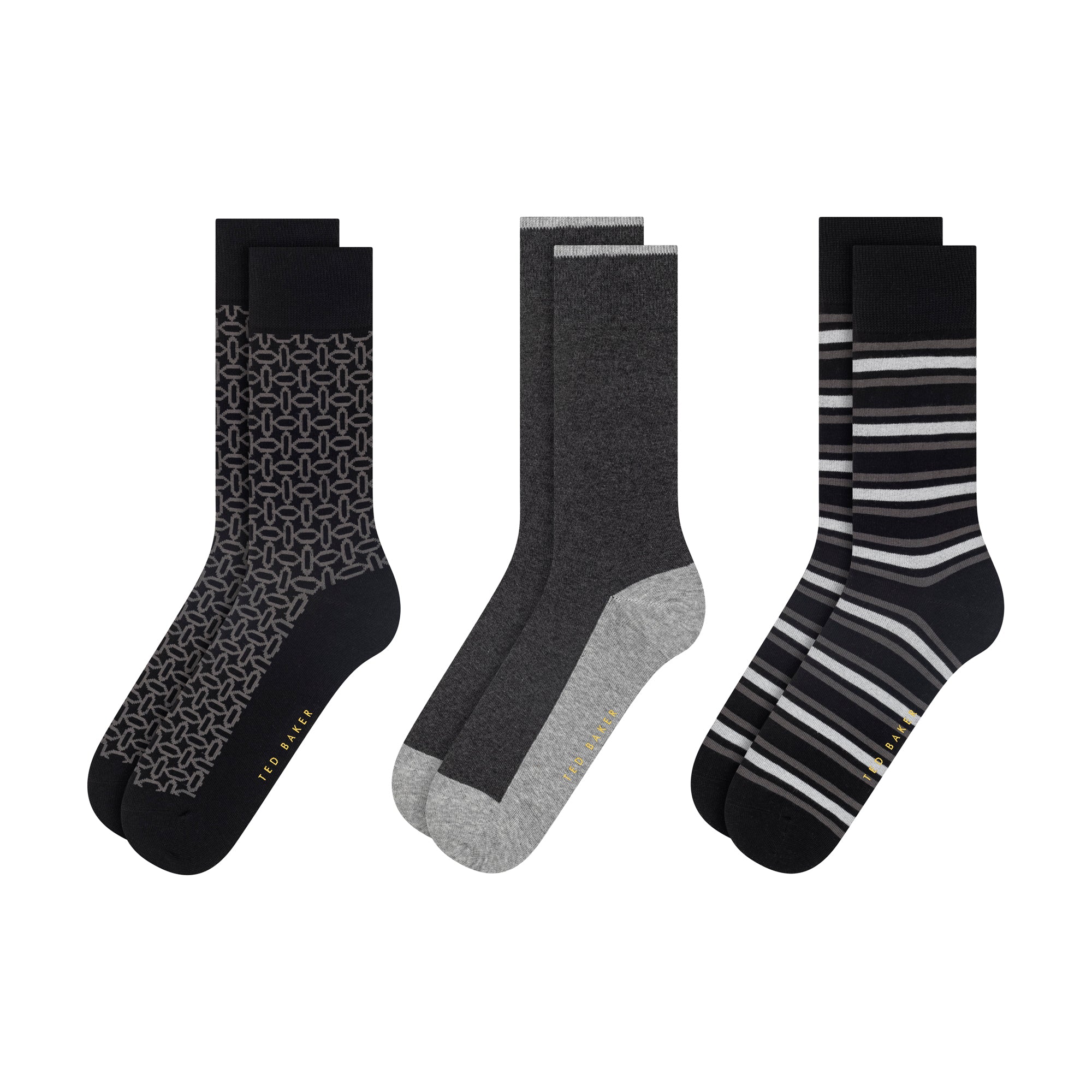 TERRYP-3 Pack Cotton Crew Sock Black
