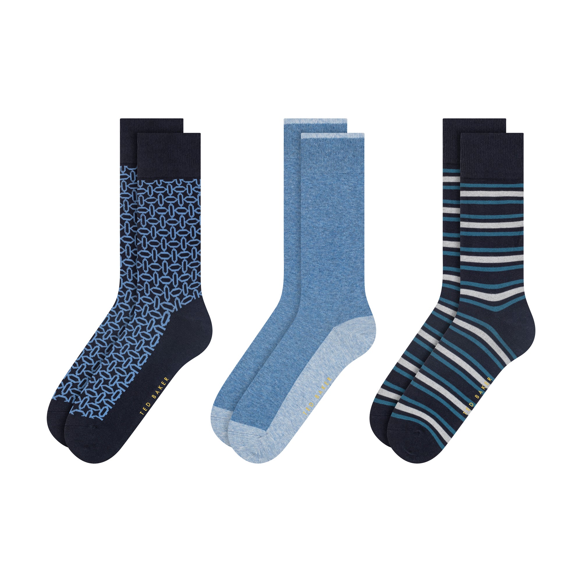 TERRYP-3 Pack Cotton Crew Sock Blue