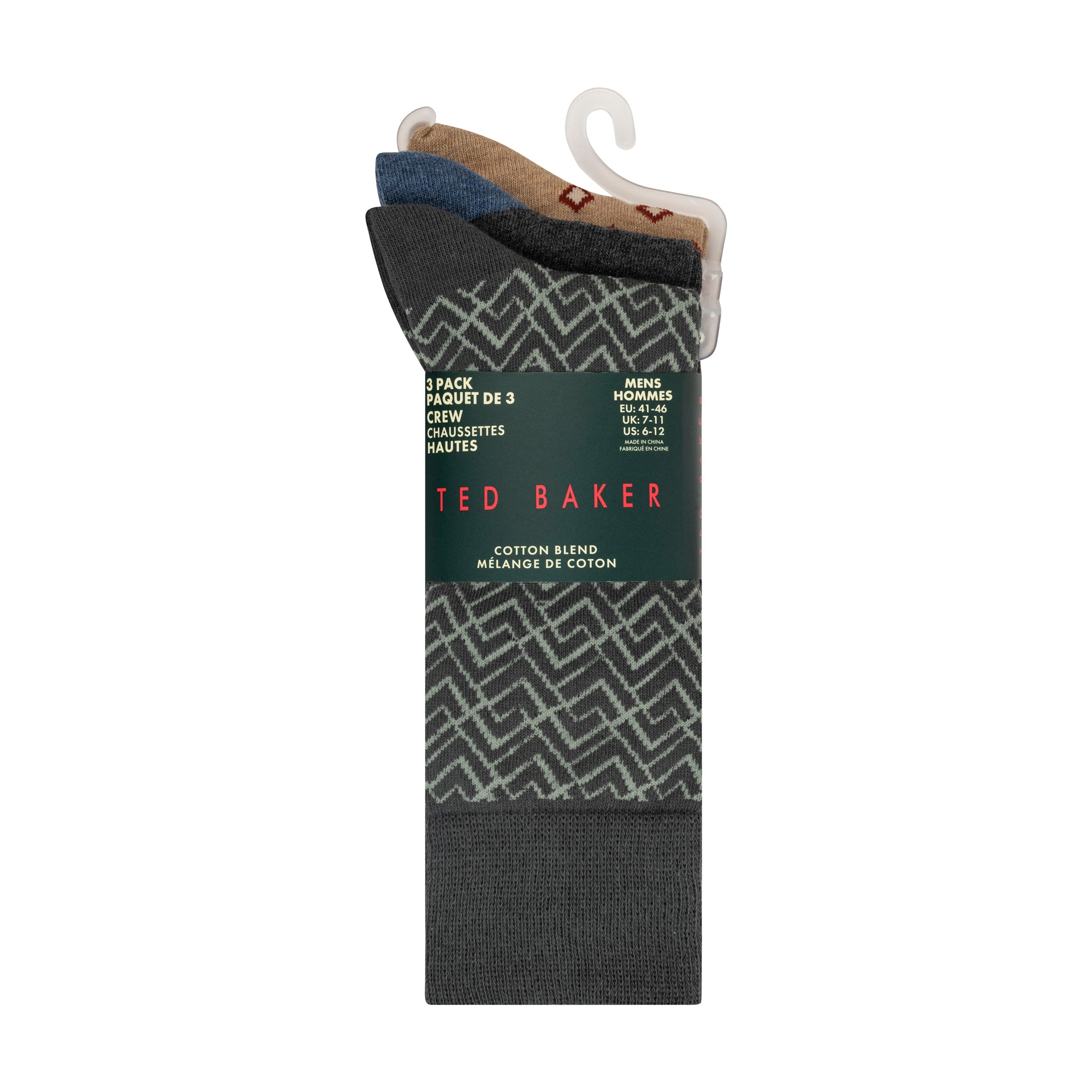 TERRYP-3 Pack Cotton Crew Sock Multicol