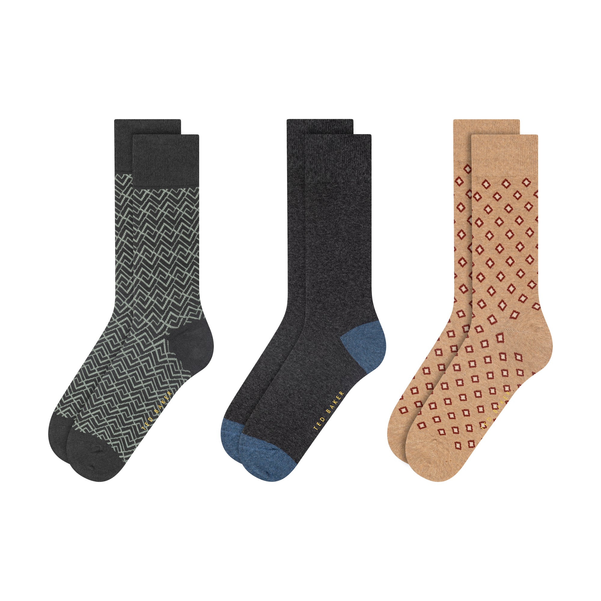 TERRYP-3 Pack Cotton Crew Sock Multicol