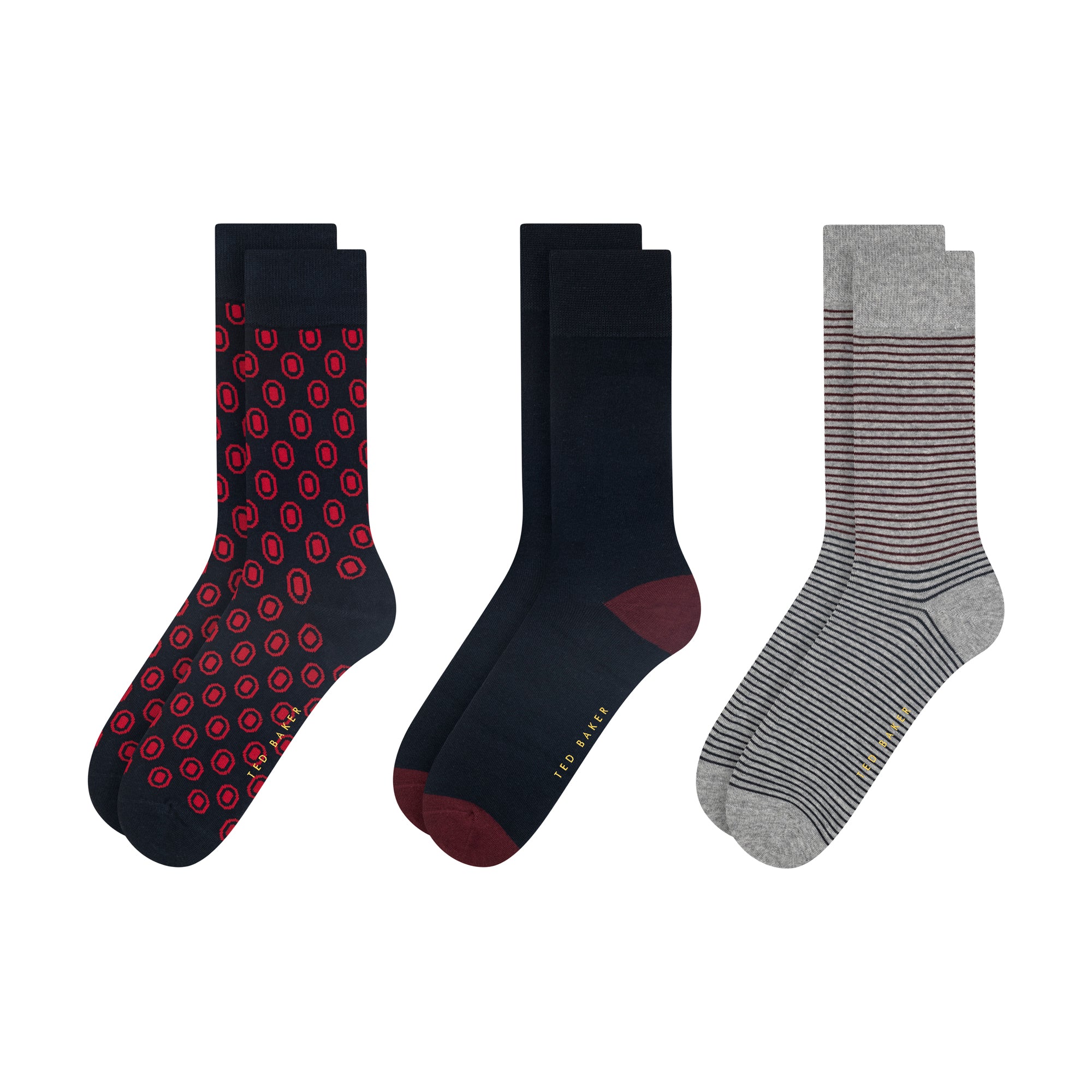 Mens TERRYG-3 PACK COTTON SOCKS GIFT SET Red