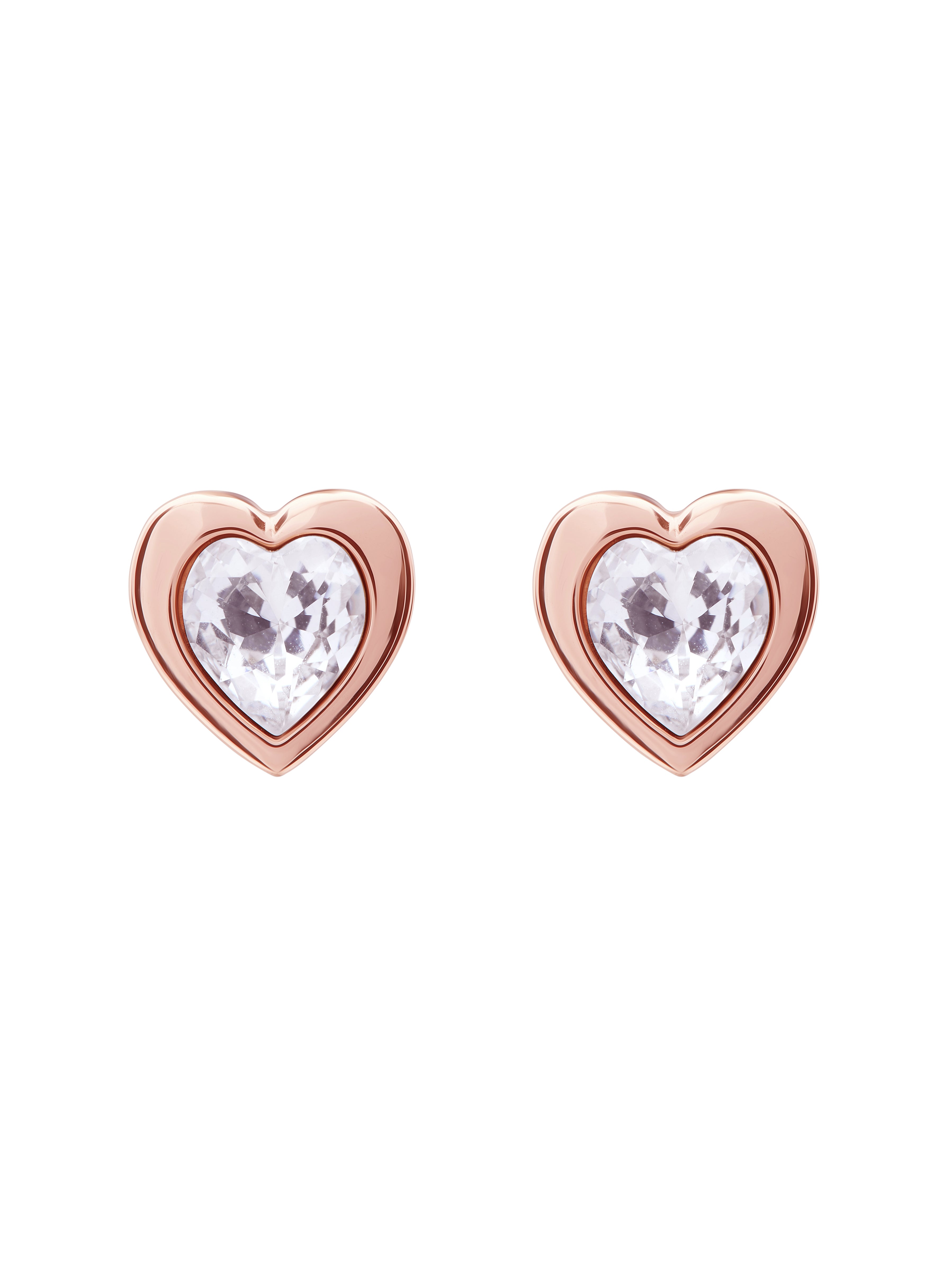 Women's Han Rosegold Crystal Heart Stud Earrings