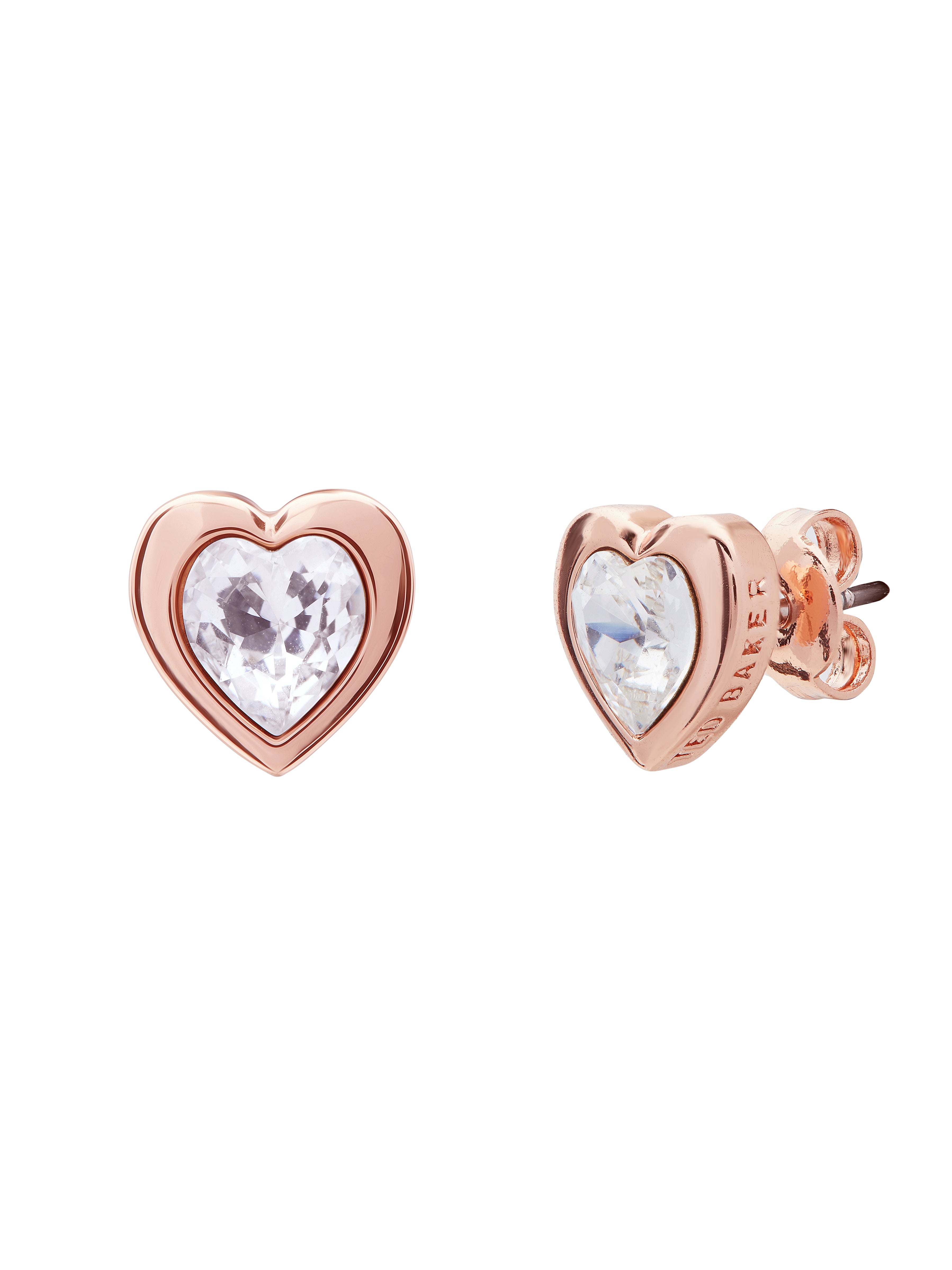 Women's Han Rosegold Crystal Heart Stud Earrings