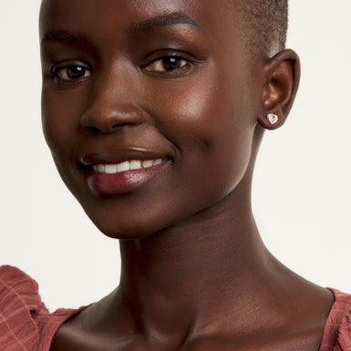 Women's Han Rosegold Crystal Heart Stud Earrings