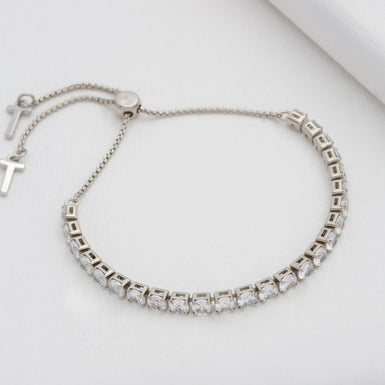Women's Melrah Silver Crystal Adjustable Tennis Bracelet