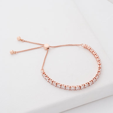 Women's Melrah Rosegold Crystal Adjustable Tennis Bracelet