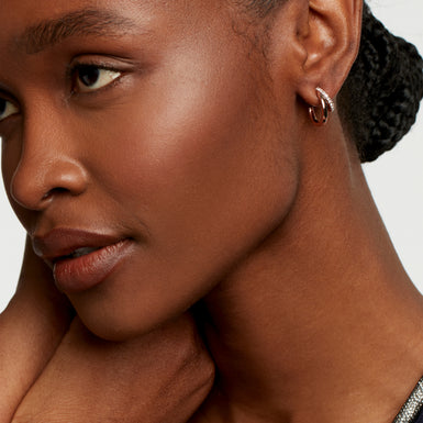 Women's Helias Rosegold Crystal Double Hoop Earrings