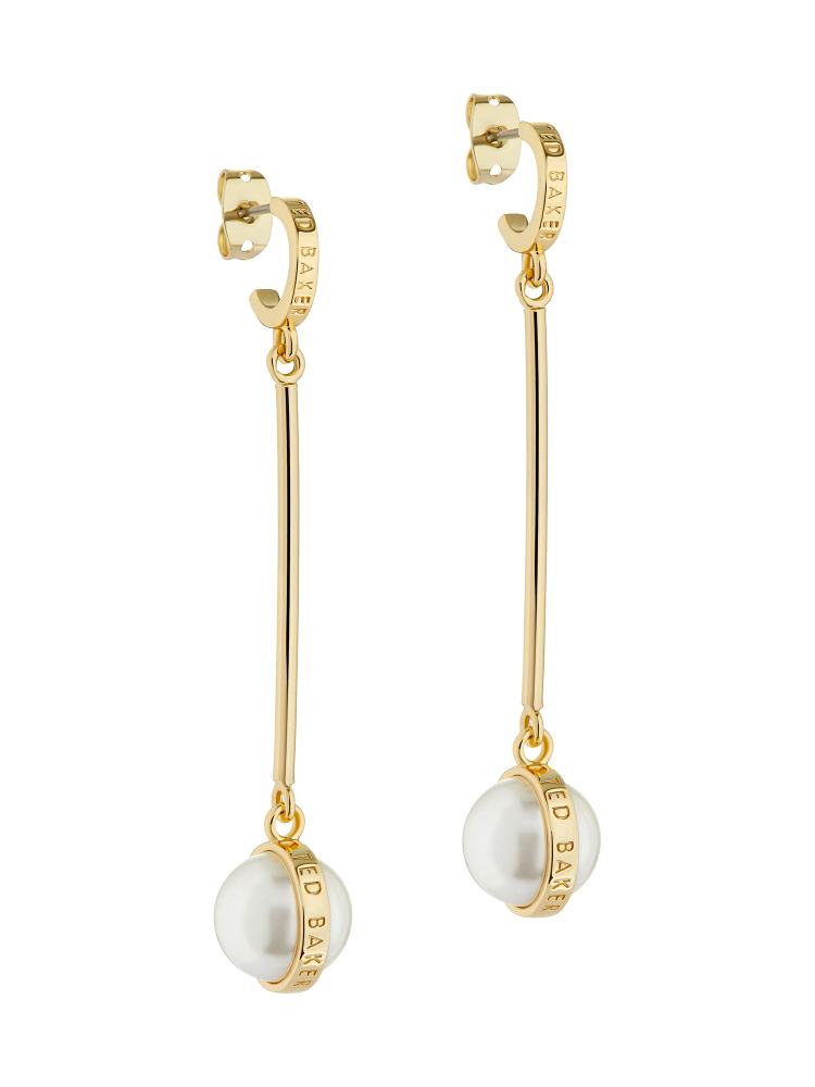 Women's PERLLIE-Logo Pearl Long Drop Earrings