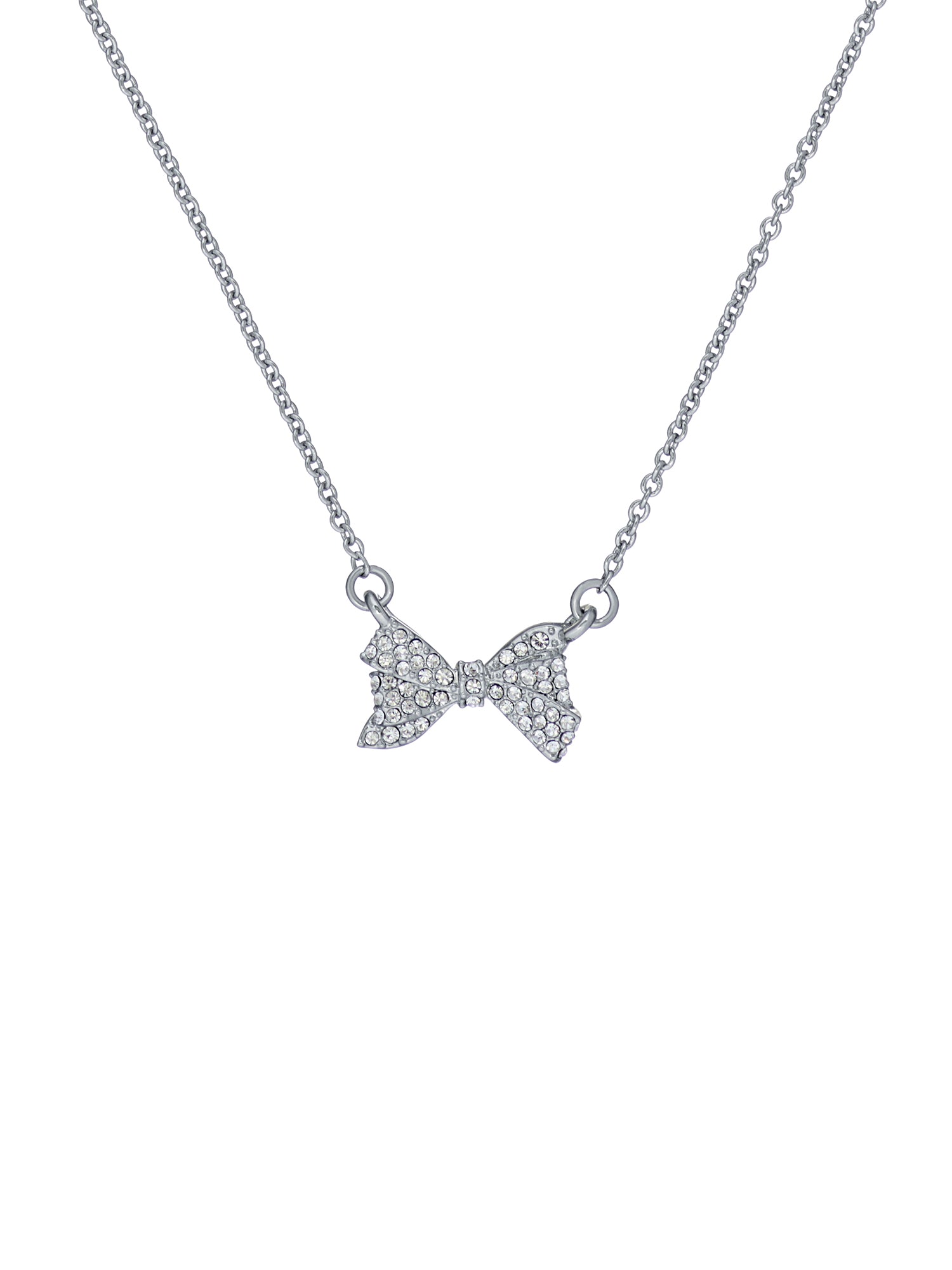 Women's Barsie Silver Crystal Bow Pendant Necklace