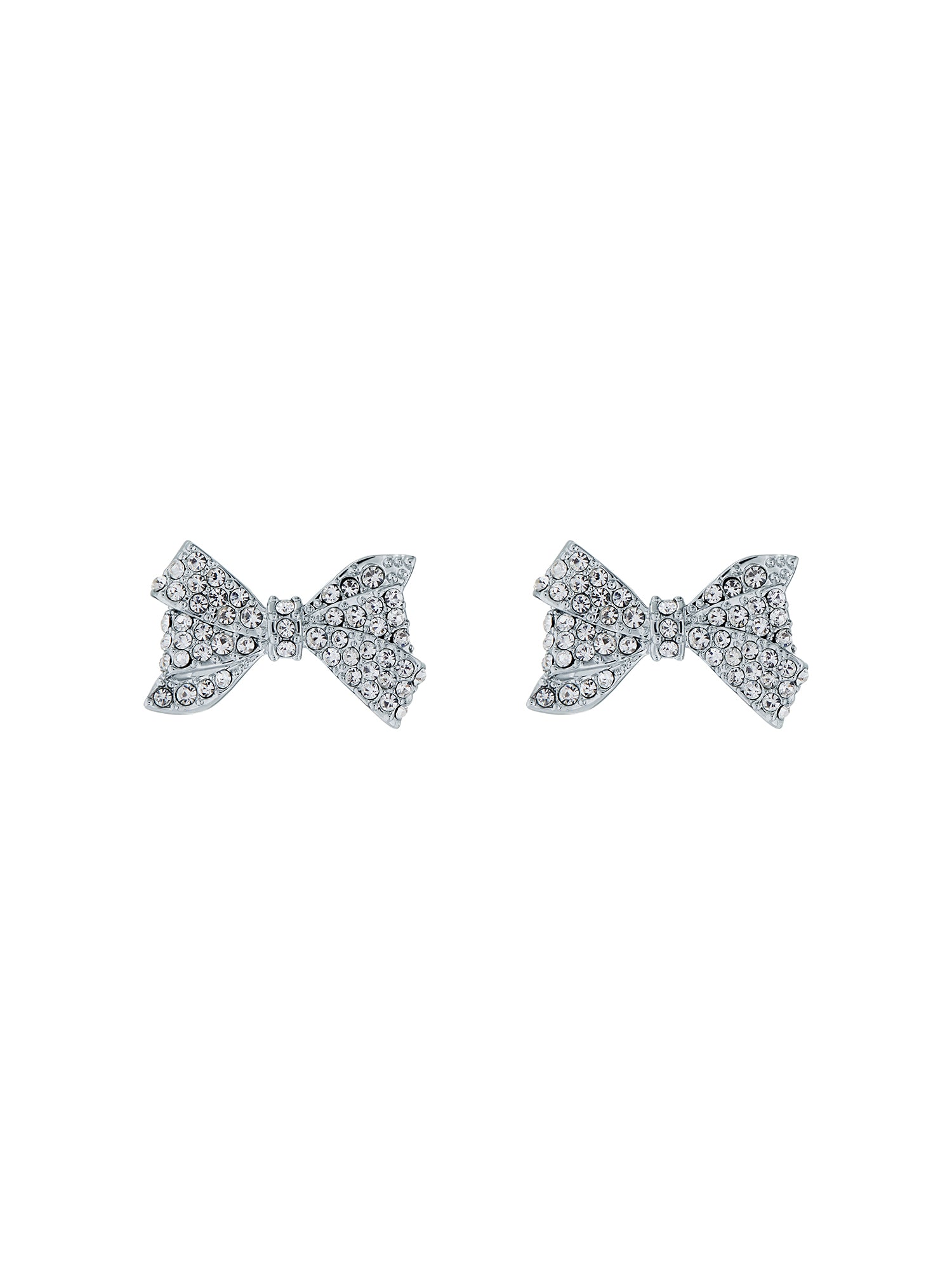 Women's Barseta Silver Crystal Bow Stud Earrings