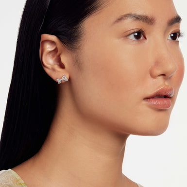 Women's Barseta Silver Crystal Bow Stud Earrings