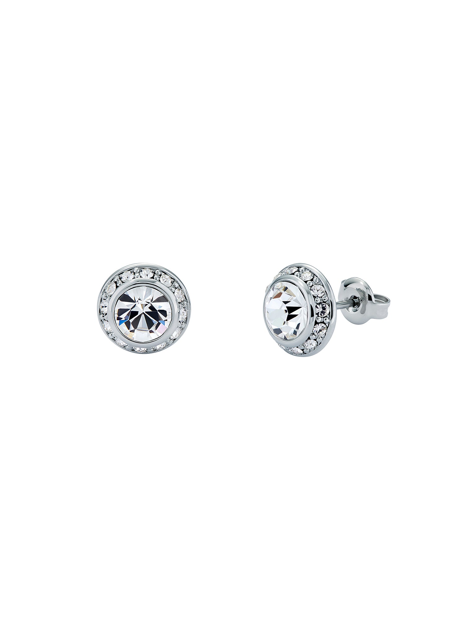 Women's Soletia Silver Solitaire Sparkle Crystal Stud Earrings