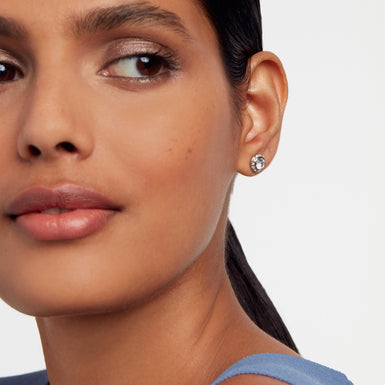 Women's Soletia Silver Solitaire Sparkle Crystal Stud Earrings