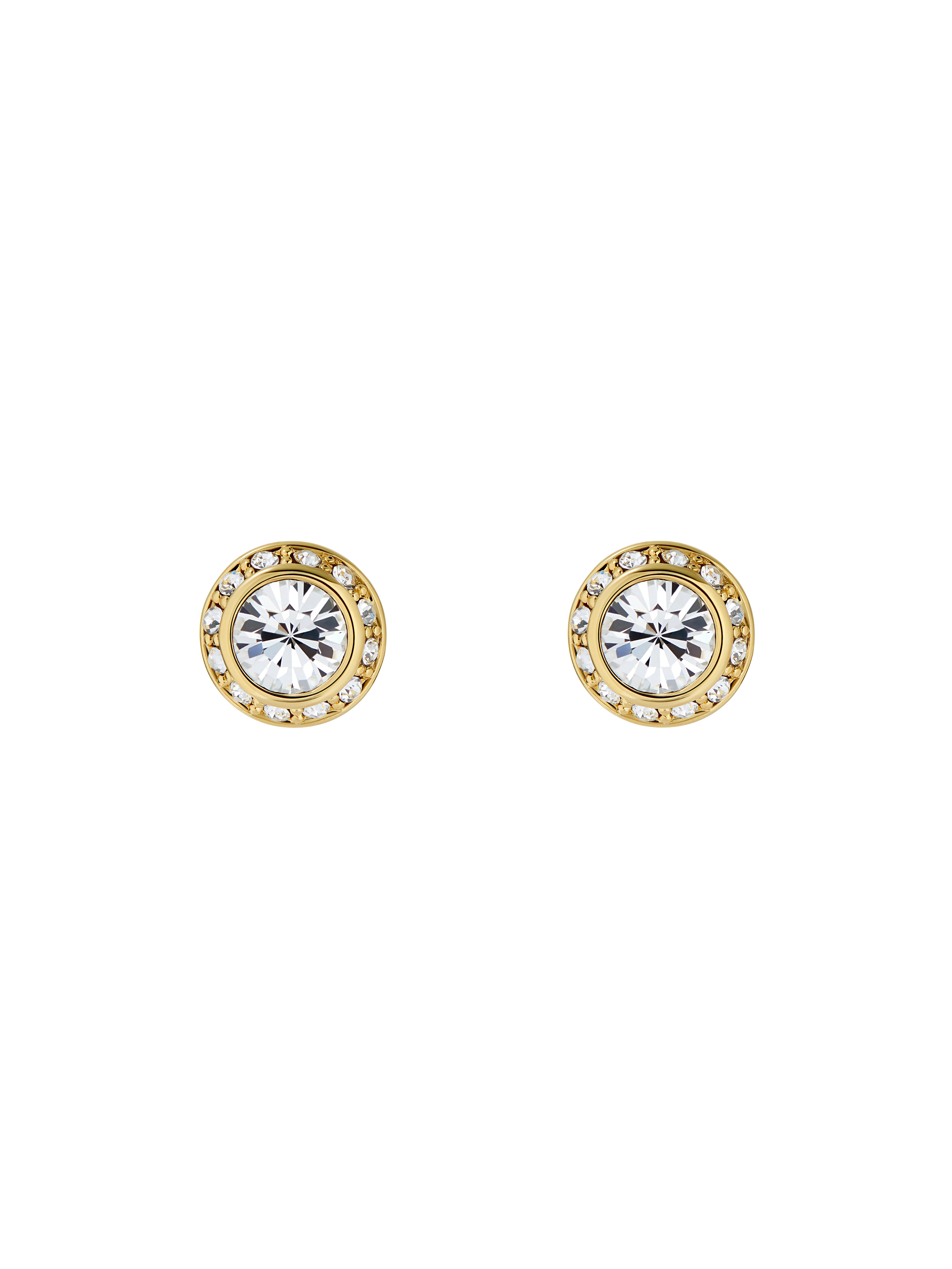 Women's Soletia Gold Solitaire Sparkle Crystal Stud Earrings