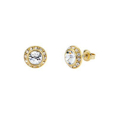 Women's Soletia Gold Solitaire Sparkle Crystal Stud Earrings