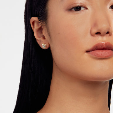 Women's Soletia Gold Solitaire Sparkle Crystal Stud Earrings