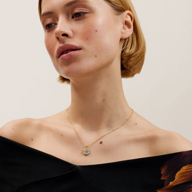 Women's Monella Ivory Monogram Button Pendant Necklace