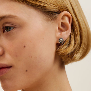 Women's Cherelle Black Crystal Button Stud Earrings