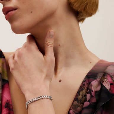 Women's Isabela Silver Crystal Baguette Adjustable Bracelet