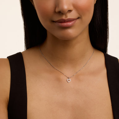 Women's Amore Silver Crystal Halo Heart Pendant Necklace